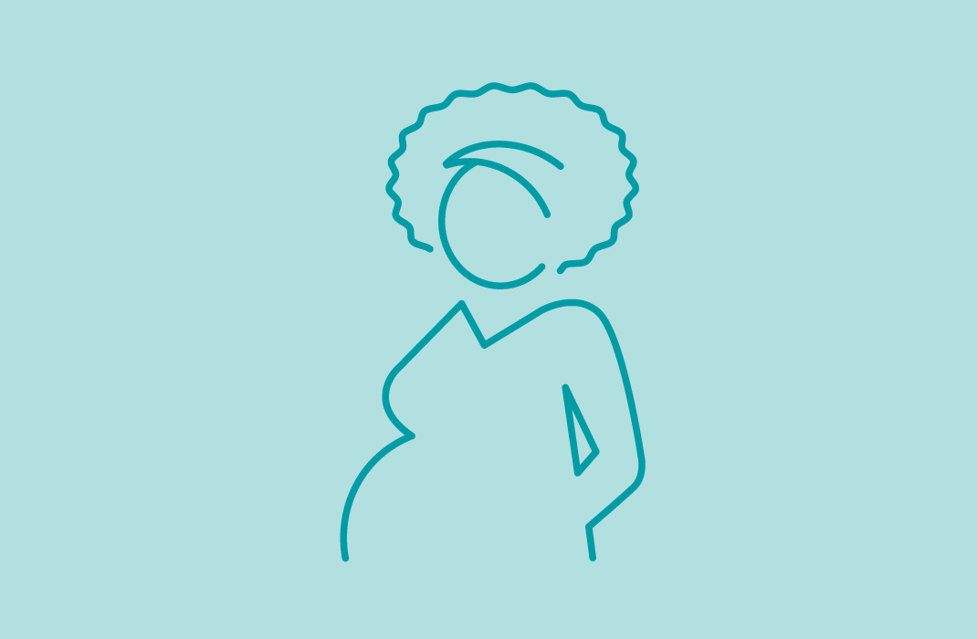 A line drawing of a pregnant person